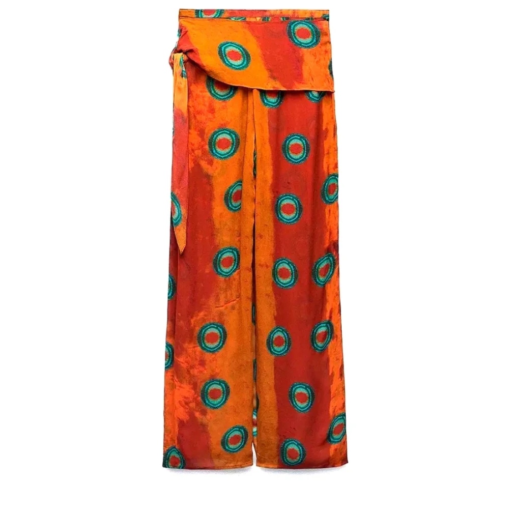 Zara GORGEOUS Printed Pareo Pants Swimwear Beach Cover up Size M - Picture 6 of 11